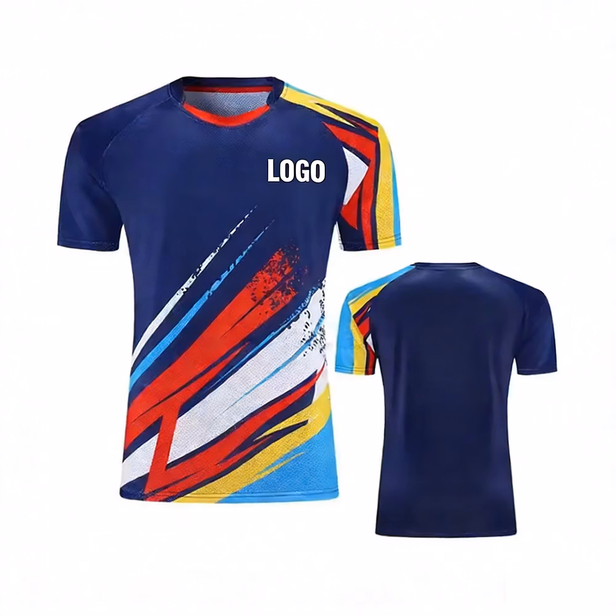New Design Custom LOGO Sublimation 100% Polyester Sportswear Wholesale Short Sleeve Tennis Jersey Badminton T Shirt Uniform Men