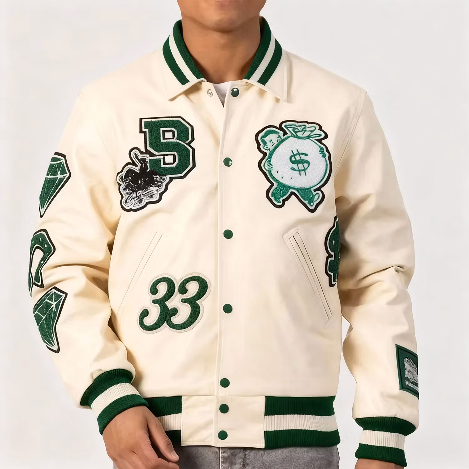 Custom Manufacturer High Quality Winter Baseball Bomber Letterman Chenille Embroidered Polyester Varsity Jacket Stand Unisex