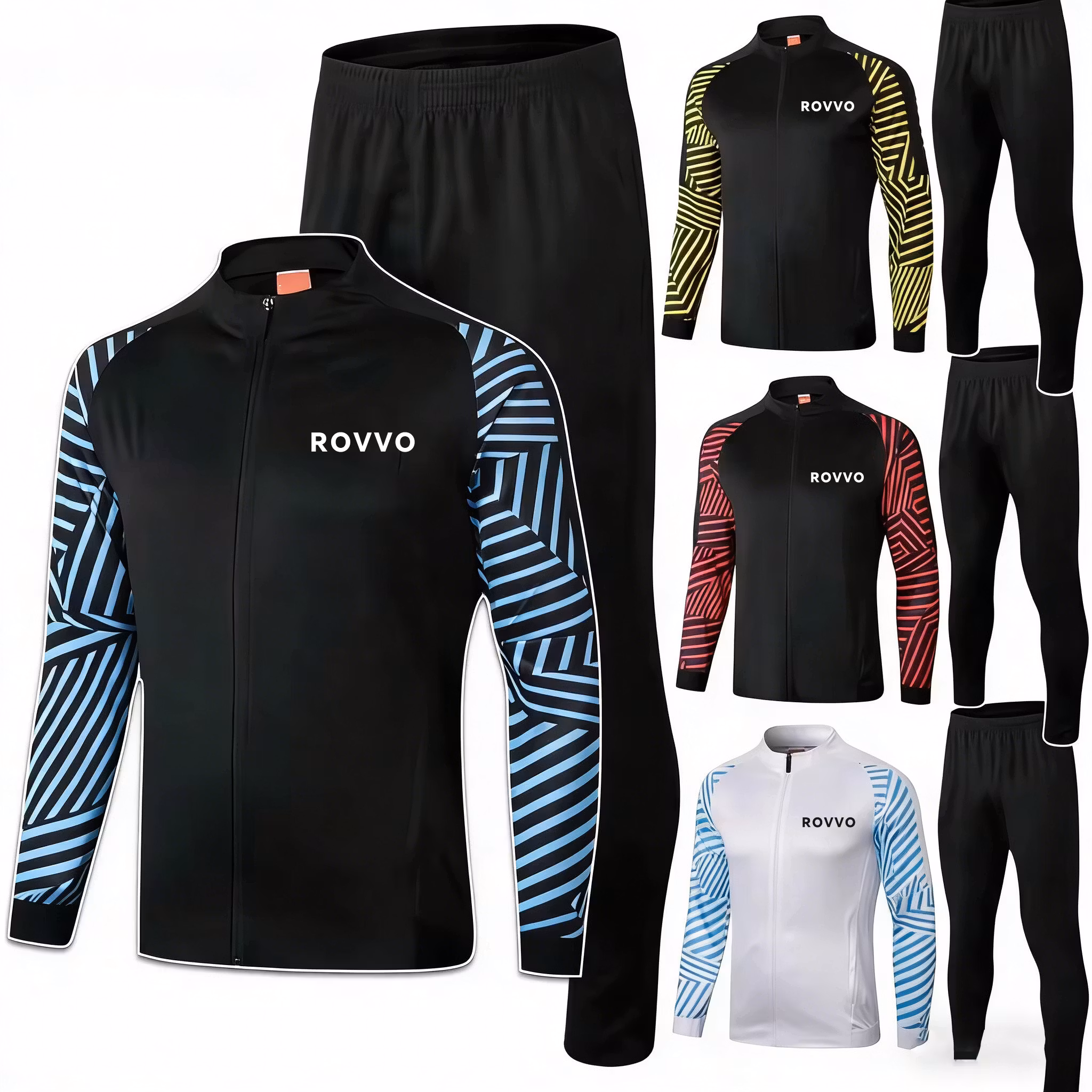 Men's Unisex Windproof Spring Lightweight Two-Piece Casual Fit Blank Soccer Sportswear Training Jogging Suit with Full Zipper